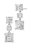 3-Stone White CZ Drop Earring in Sterling Silver