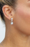3-Stone White CZ Drop Earring in Sterling Silver