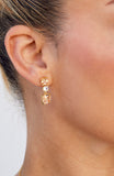 3-Stone Champagne and White CZ Drop Earring in Sterling Silver and Gold Plated