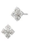 Princess Quadrant Station Earrings with CZ Accent in Sterling Silver