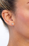 Princess Quadrant Station Earrings with CZ Accent in Sterling Silver
