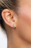Daisy Stud Earring with Pink CZ Accent in Sterling Silver
