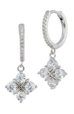 4 CZ Grid Drop Earrings in Sterling Silver