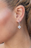 4 CZ Grid Drop Earrings in Sterling Silver