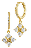 4 CZ Grid Drop Earrings in Sterling Silver and Gold Plated