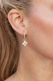4 CZ Grid Drop Earrings in Sterling Silver and Gold Plated