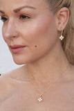 4 CZ Grid Drop Earrings in Sterling Silver and Gold Plated