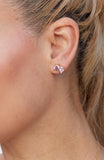 Moi et Toi Round and Pear CZ Stud Earrings in Sterling Silver and Gold Plated
