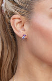 Moi et Toi Round and Pear CZ Stud Earrings in Sterling Silver and Gold Plated