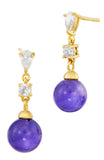 Amethyst Ball Drop earring with CZ in Sterling Silver and Gold Plated