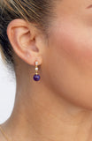 Amethyst Ball Drop earring with CZ in Sterling Silver and Gold Plated