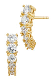 Graduated CZ Arced Stud Earring in Silver and Gold Plated