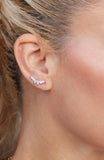 Multi Pear Shaped CZ Ear Climber in Sterling Silver