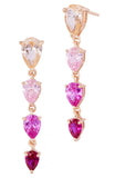 Rose Gold over Sterling Silver White CZ and Lab Created Ruby and Pink Sapphire Drop Earrings