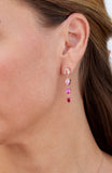 Rose Gold over Sterling Silver White CZ and Lab Created Ruby and Pink Sapphire Drop Earrings