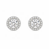 Sterling Silver 3mm Moissanite Halo Stud Earrings