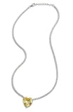 Sterling Silver Tennis Necklace with Canary Heart
