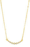 Graduated CZ Curved Bar Necklace in Sterling Silver and Gold Plated