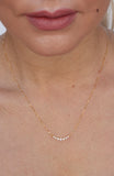 Graduated CZ Curved Bar Necklace in Sterling Silver and Gold Plated