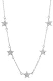 Pave CZ Star Station Necklace in Sterling Silver