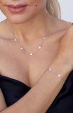 Pave CZ Star Station Necklace in Sterling Silver