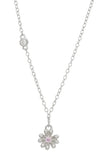 Daisy Pendant with Pink CZ Accent in Sterling Silver