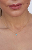 Turquoise Pave Heart Pendant with CZ Accent in Sterling Silver and Gold Plated