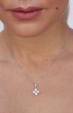 4 CZ Grid Drop Pendant in Sterling Silver