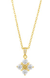 4 CZ Grid Drop Pendant in Sterling Silver and Gold Plated