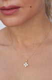 4 CZ Grid Drop Pendant in Sterling Silver and Gold Plated
