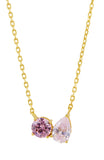 Moi et Toi Round and Pear CZ Pendant in Sterling Silver and Gold Plated