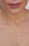 Moi et Toi Round and Pear CZ Pendant in Sterling Silver and Gold Plated