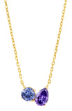 Moi et Toi Round and Pear CZ Pendant in Sterling Silver and Gold Plated