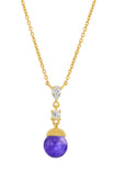 Amethyst Ball Drop Pendant with CZ in Sterling Silver and Gold Plated