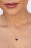 Amethyst Ball Drop Pendant with CZ in Sterling Silver and Gold Plated
