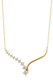 Graduated CZ V-Shape Bar Necklace in Sterling Silver and Gold Plated