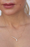 Graduated CZ V-Shape Bar Necklace in Sterling Silver and Gold Plated