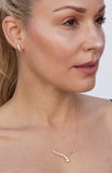 Graduated CZ V-Shape Bar Necklace in Sterling Silver and Gold Plated