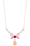 Rose Gold over Sterling Silver White CZ and Lab Created Ruby and Pink Sapphire Necklace