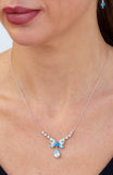 Sterling Silver White and Blue CZ Necklace
