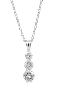 Sterling Silver 1.50 TW Graduated Moissanite Pendant Necklace