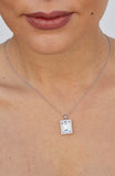 Emerald Cut White CZ Pendant in Sterling Silver