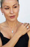 Emerald Cut White CZ Pendant in Sterling Silver