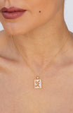 Emerald Cut Champagne and White CZ Pendant in Sterling Silver and Gold Plated
