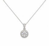 Sterling Silver 6mm Moissanite Halo Necklace