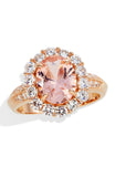 18K Rose Gold Plated Sterling Silver, Morganite & CZ Ring