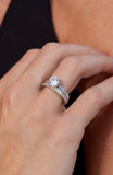 Sterling Silver White CZ Engagement Ring and Band Set