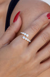 Gold Plated over Sterling Silver Graduated CZ Bypass Ring
