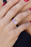 Gold over Sterling Silver Moi et Toi Round and Pear CZ Ring