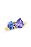 Sterling Silver Moi et Toi Round and Pear CZ Ring